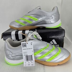 Adidas Predator Sala W Silver Signal Green Indoor Soccer Shoes JR1636 Womens 7